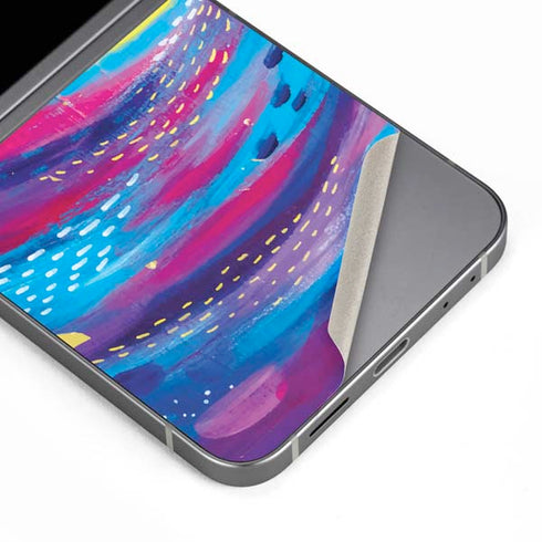 Rainbow Wave Brush Stroke by Etta Vee Galaxy Z Flip6 Skin